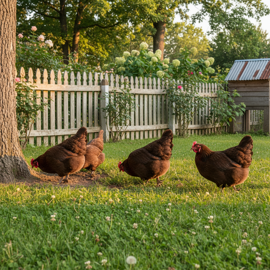 Marans hens free-ranging
