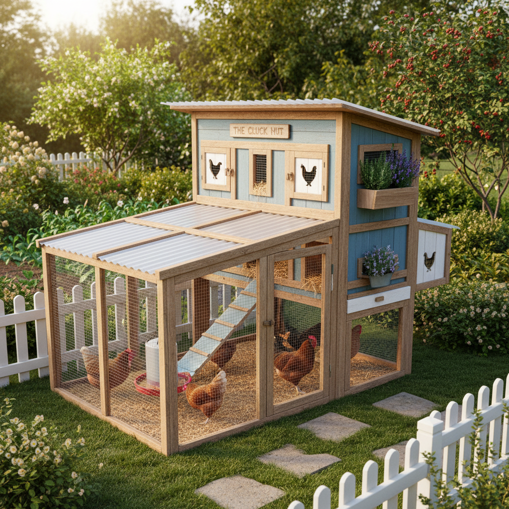 Chickens in a well-designed coop
