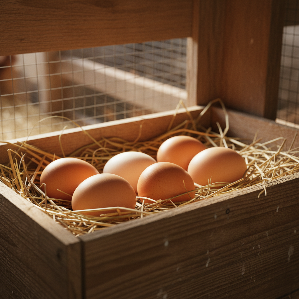 Eggs in nest boxes