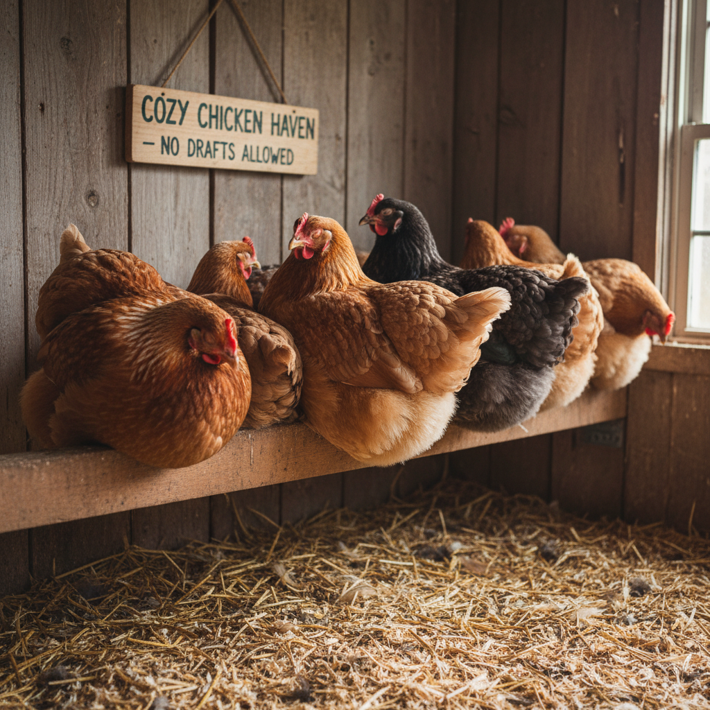Chickens roosting comfortably