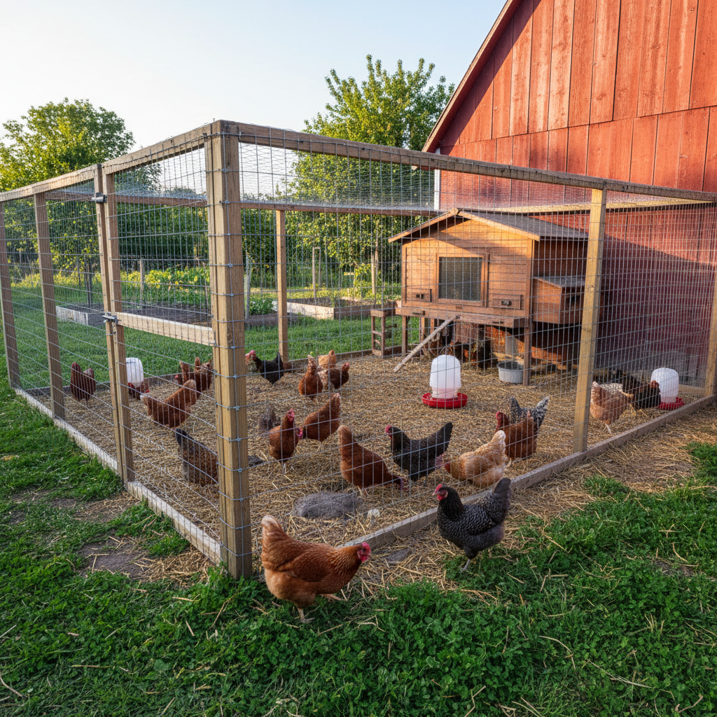 Chickens in a secured backyard