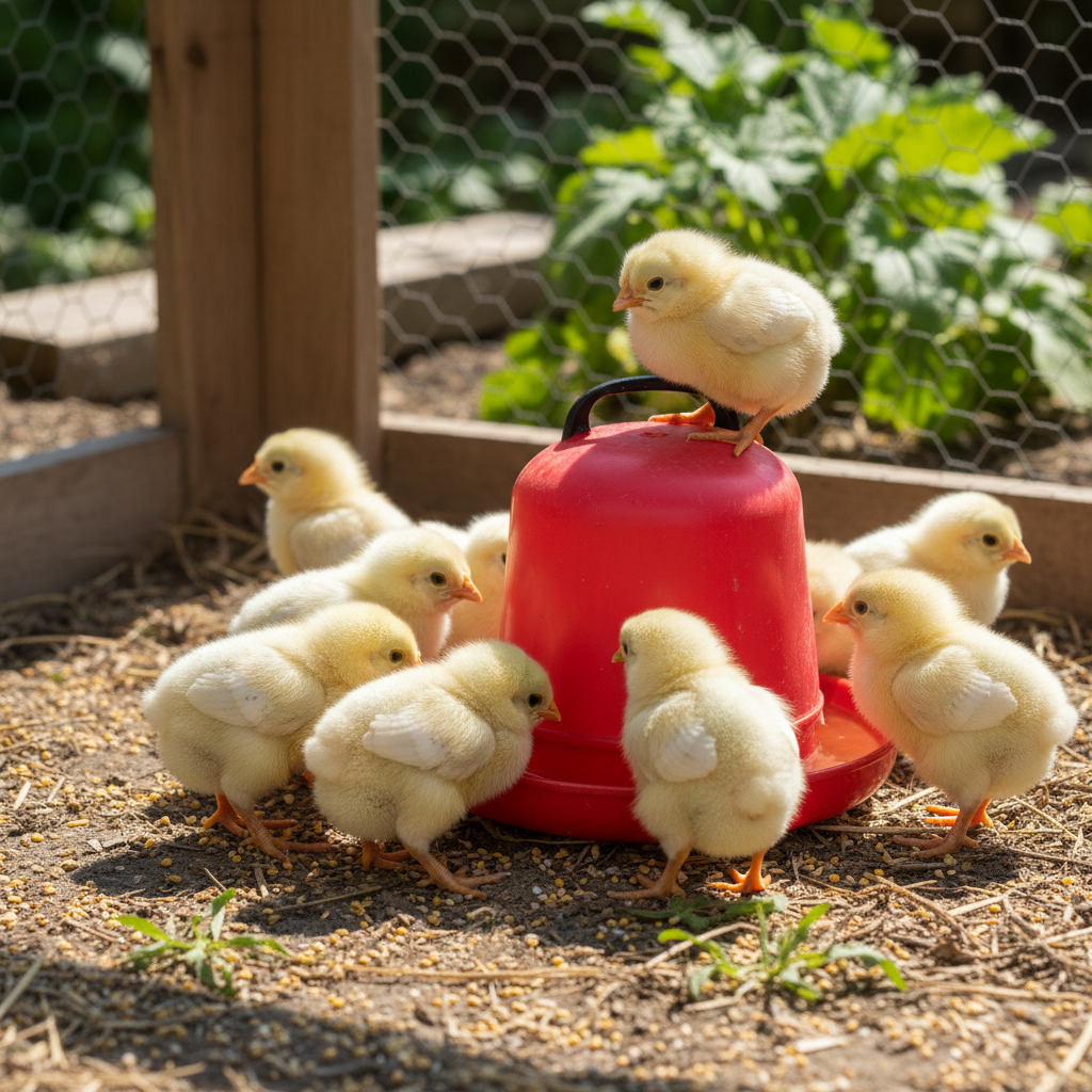 chicks drinking water