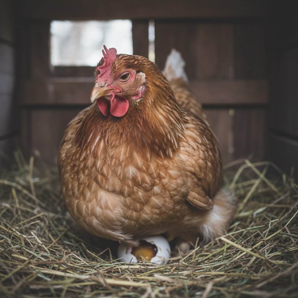 Hen showing signs of egg binding