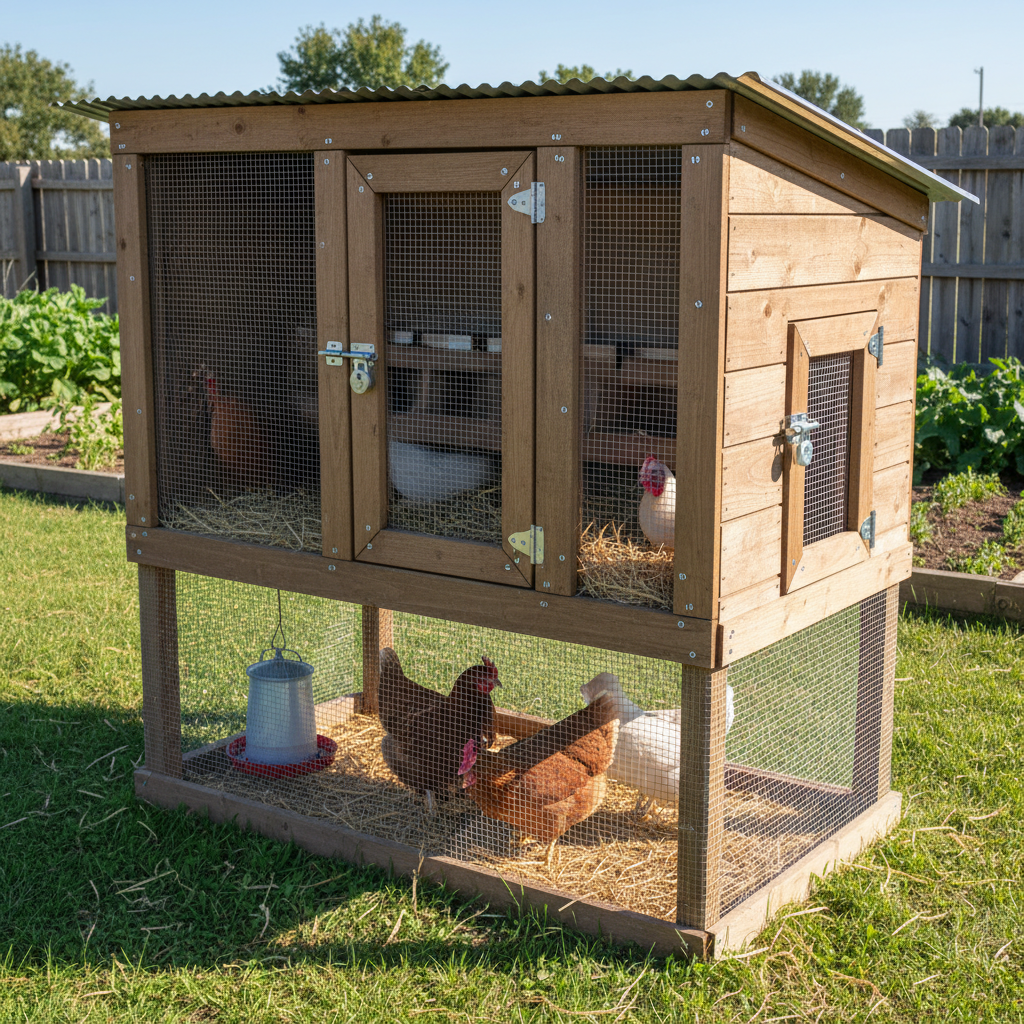 A sturdy chicken coop with hardware cloth and secure latches