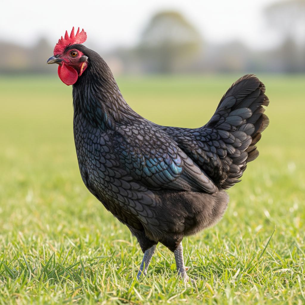 Andalusian chicken breed portrait