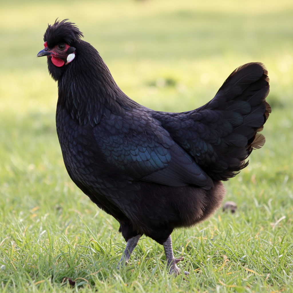 Crevecoeur chicken breed portrait