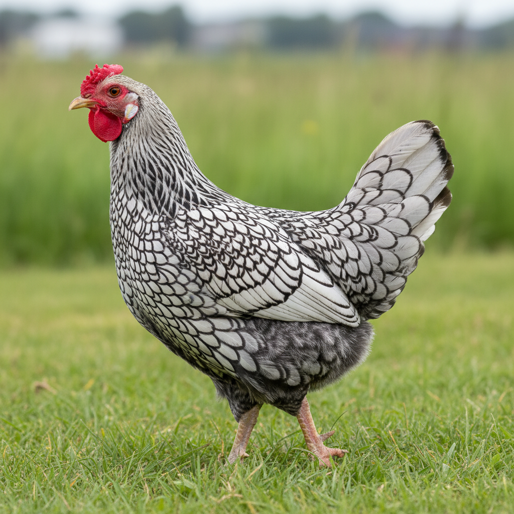 Hamburg chicken breed portrait