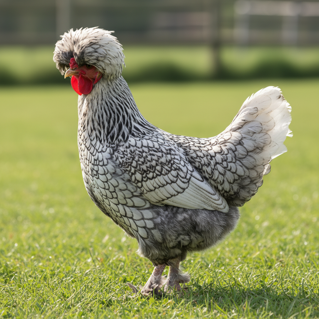 Houdan chicken breed portrait