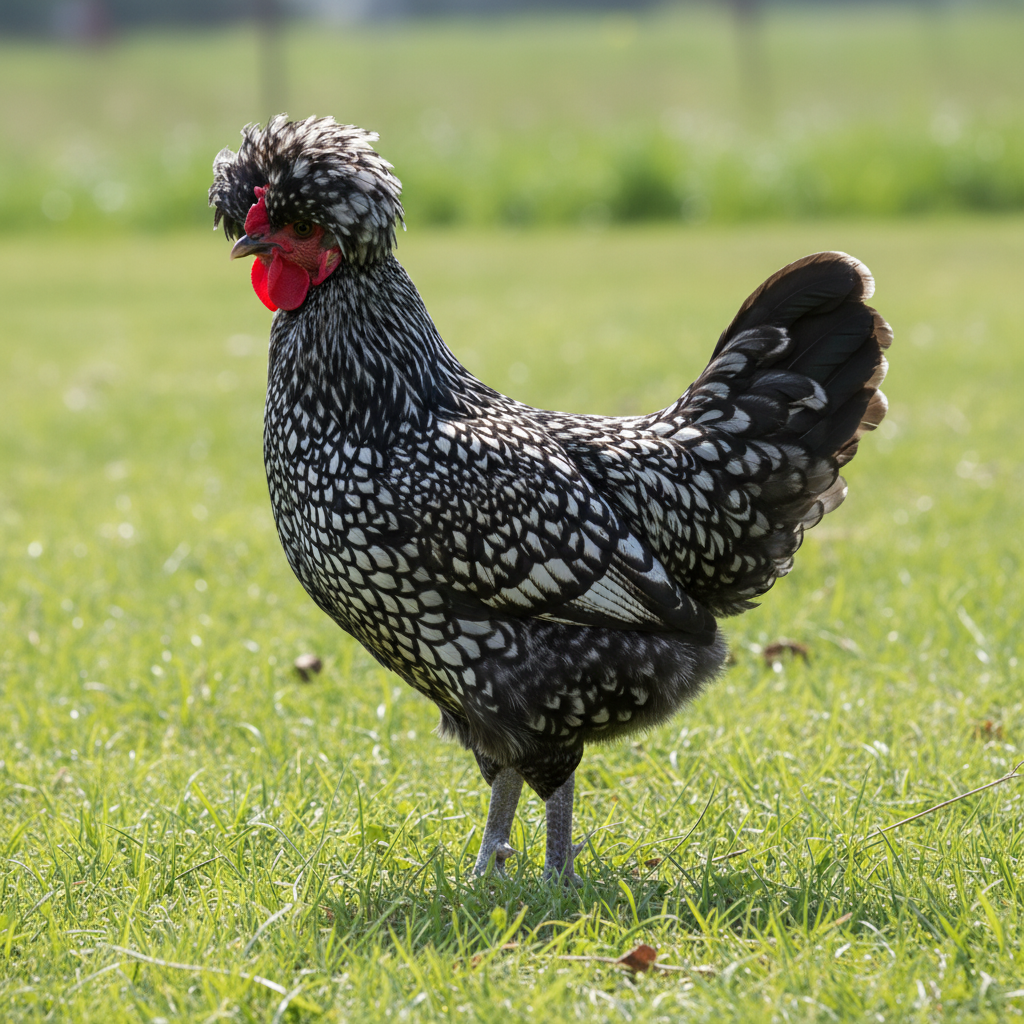 Houdan chicken breed portrait