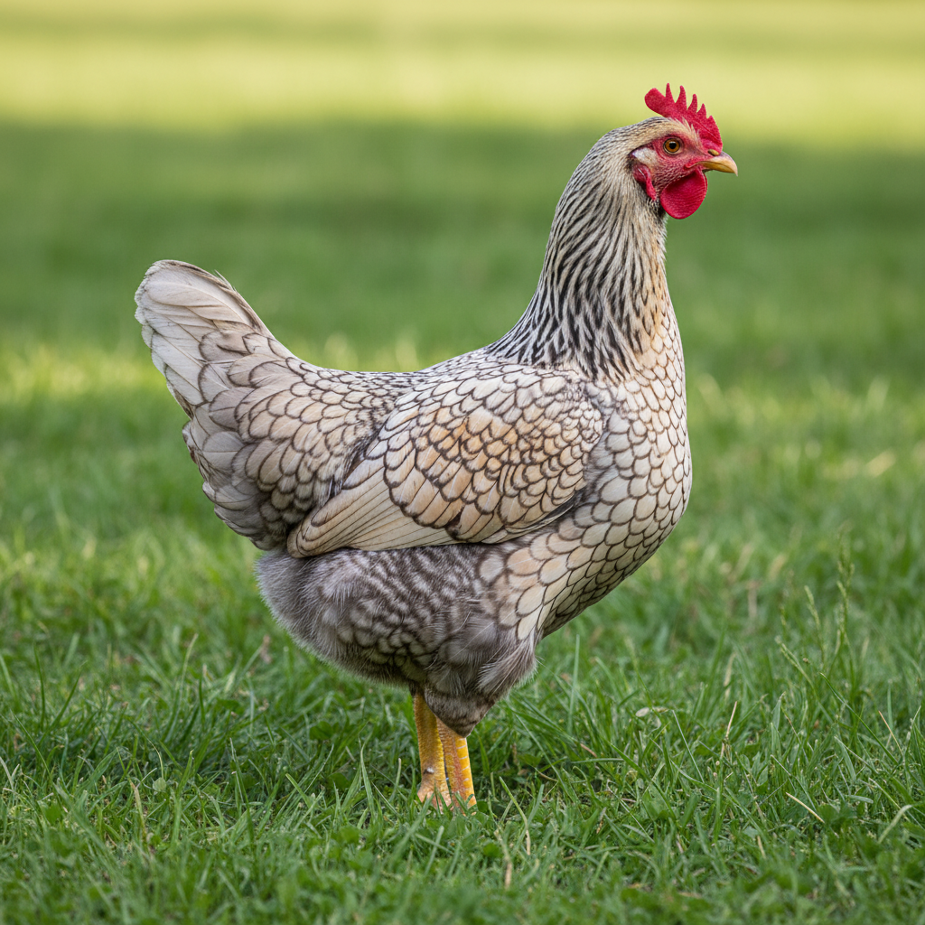 Plymouth Rock chicken breed portrait