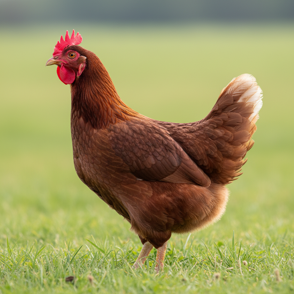 Rhode Island Red chicken breed portrait