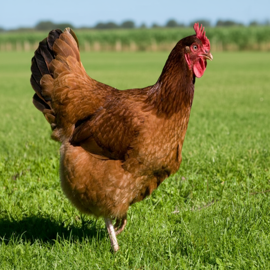 Rhode Island Red chicken breed portrait