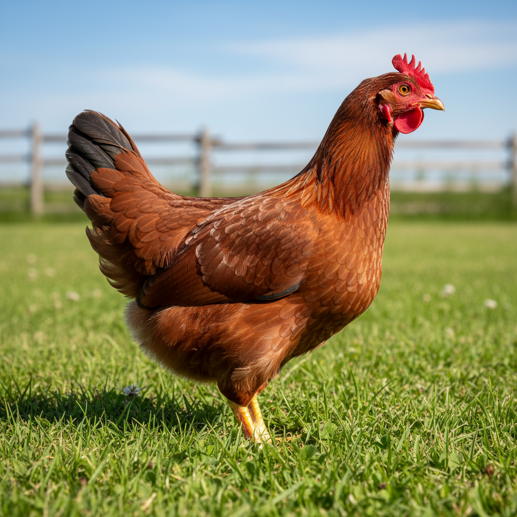 Rhode Island Red Bantam chicken breed portrait