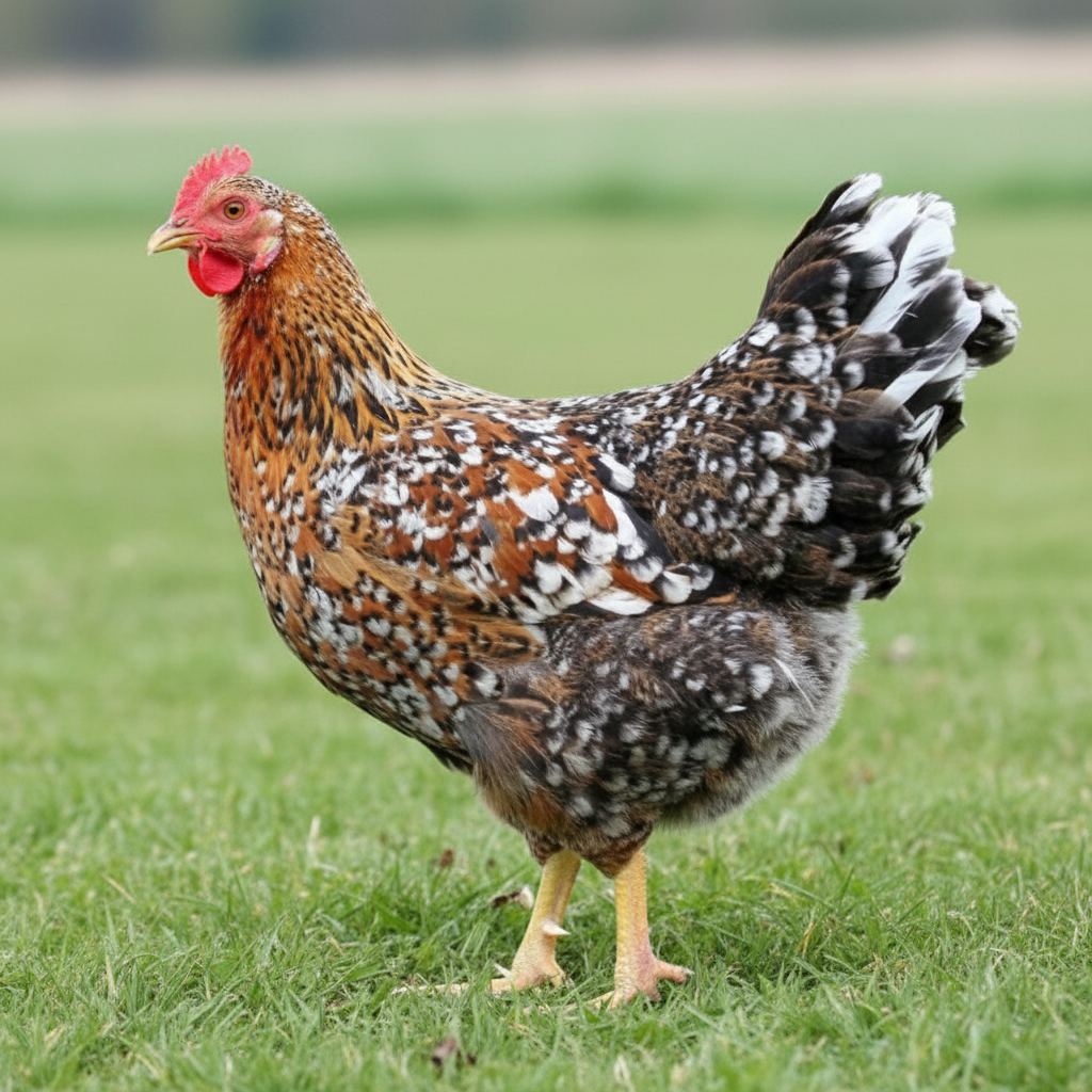 Swedish Flower Hen chicken breed portrait