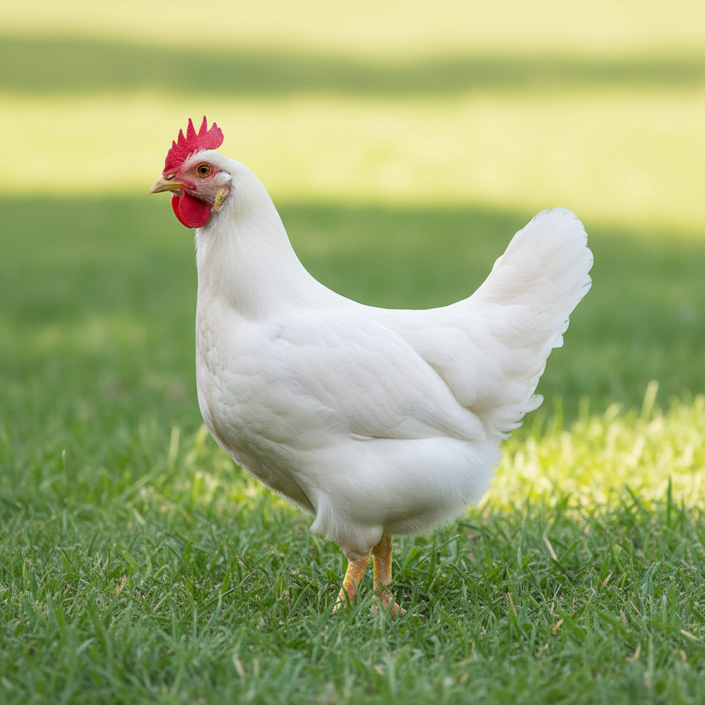 White Leghorn chicken breed portrait