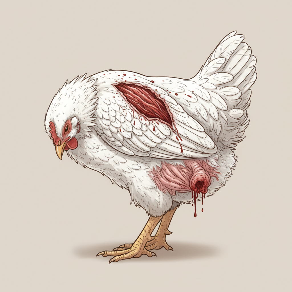 AI illustration of Cannibalism and Feather Pecking